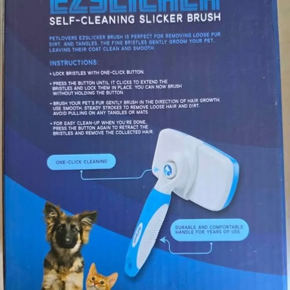 EzSlicker Premium Self-Cleaning Slicker Brush. Dog and Cat Hair Brush - NEW